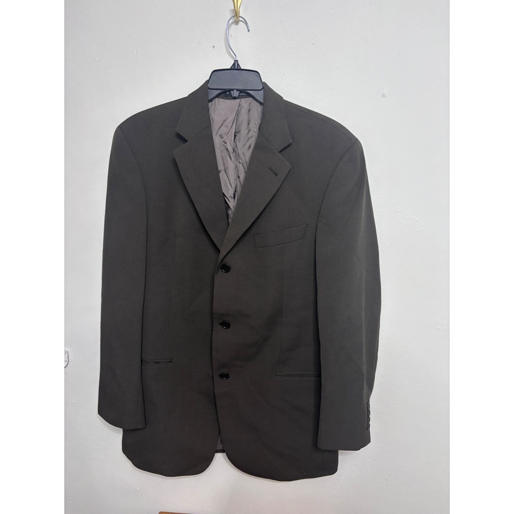 Hugo Boss Mens 42L Olive Green Virgin Wool Blend 3 Button Blazer Made in USA